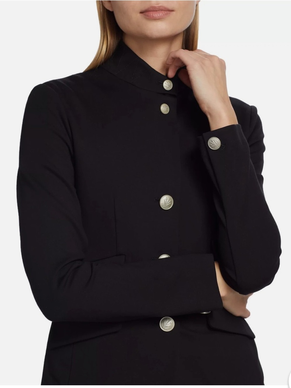 rag & bone “Slade Ponte Blazer” Black Stand-Collar Button Blazer